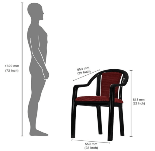 Supreme Ornate Lacquered Finish Plastic Chairs with Cushion (Red/Black, Set of 1) - Image 3